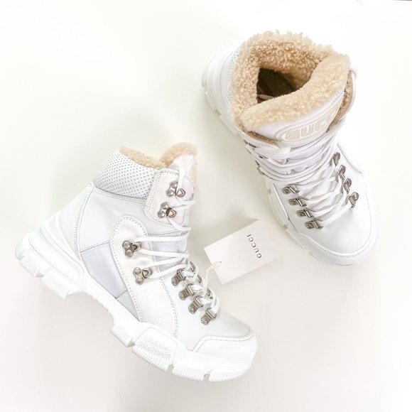 NWT Gucci x SEGA | Flashtrek Calfskin Merino Wool Leather High Top Boots Sz 39.5 - Picture 1 of 15